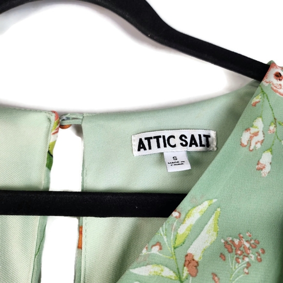 NWT Attic Salt Green Floral Tiered Skirt Maxi Dress - Picture 5 of 9